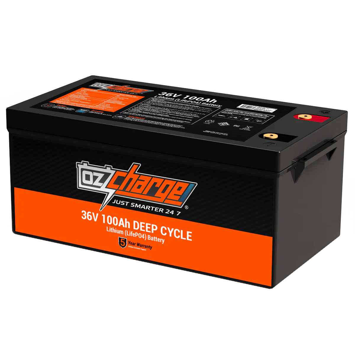 36V 100Ah Lithium LifePO4 Deep Cycle Battery + On-Board 36V 20A High-Precision Marine Lithium Battery Charger combo - Image 2