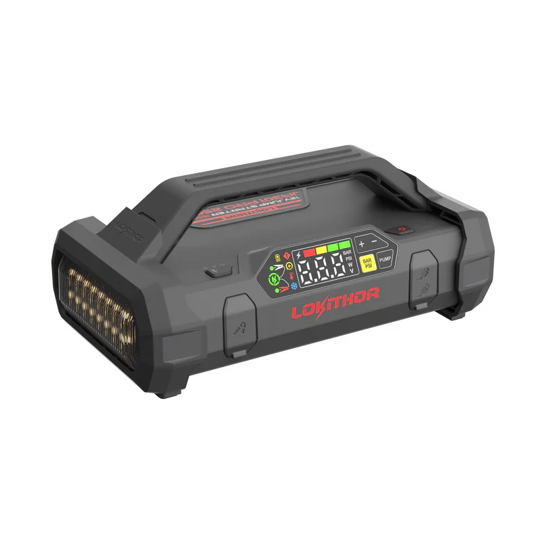 LOKITHOR Essential 4-in-1 Multifunction Rescue Jump Starter Pack 2500A @ 12v + Digital Air Pump Compressor + LED Torch + USB Power Bank - Image 3
