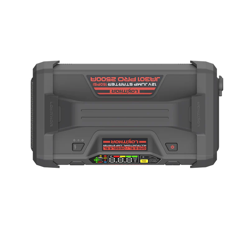 LOKITHOR Essential 4-in-1 Multifunction Rescue Jump Starter Pack 2500A @ 12v + Digital Air Pump Compressor + LED Torch + USB Power Bank - Image 5