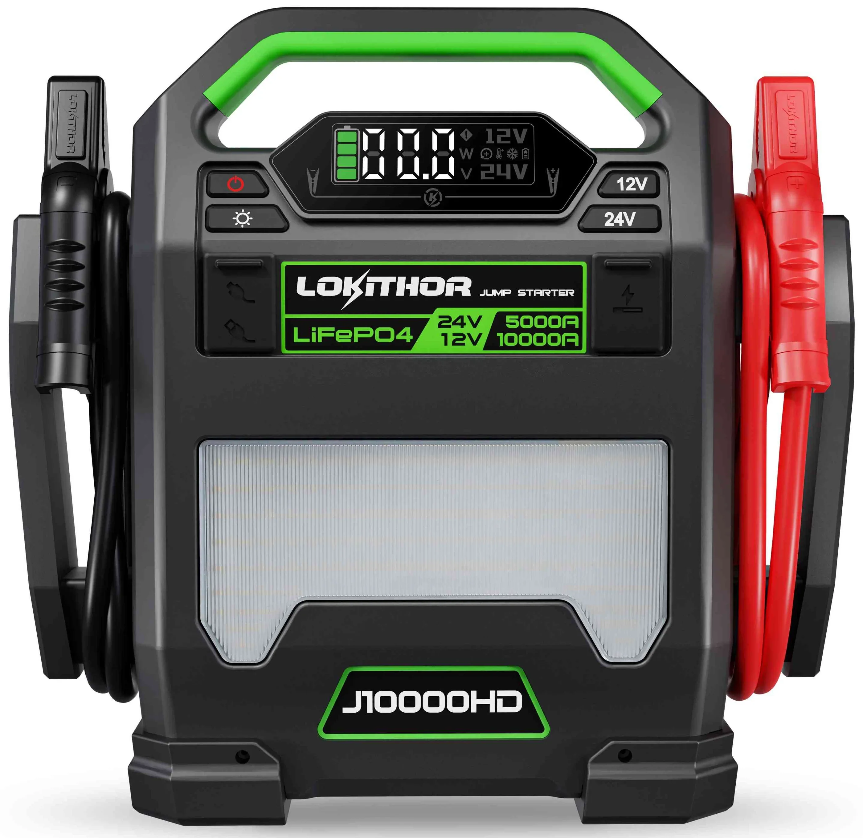 LOKITHOR "The Big Dog" 12V @ 10000A 24v @ 5000 Truck Jump Starter + USB Power Bank + LED Spotlight - Image 11