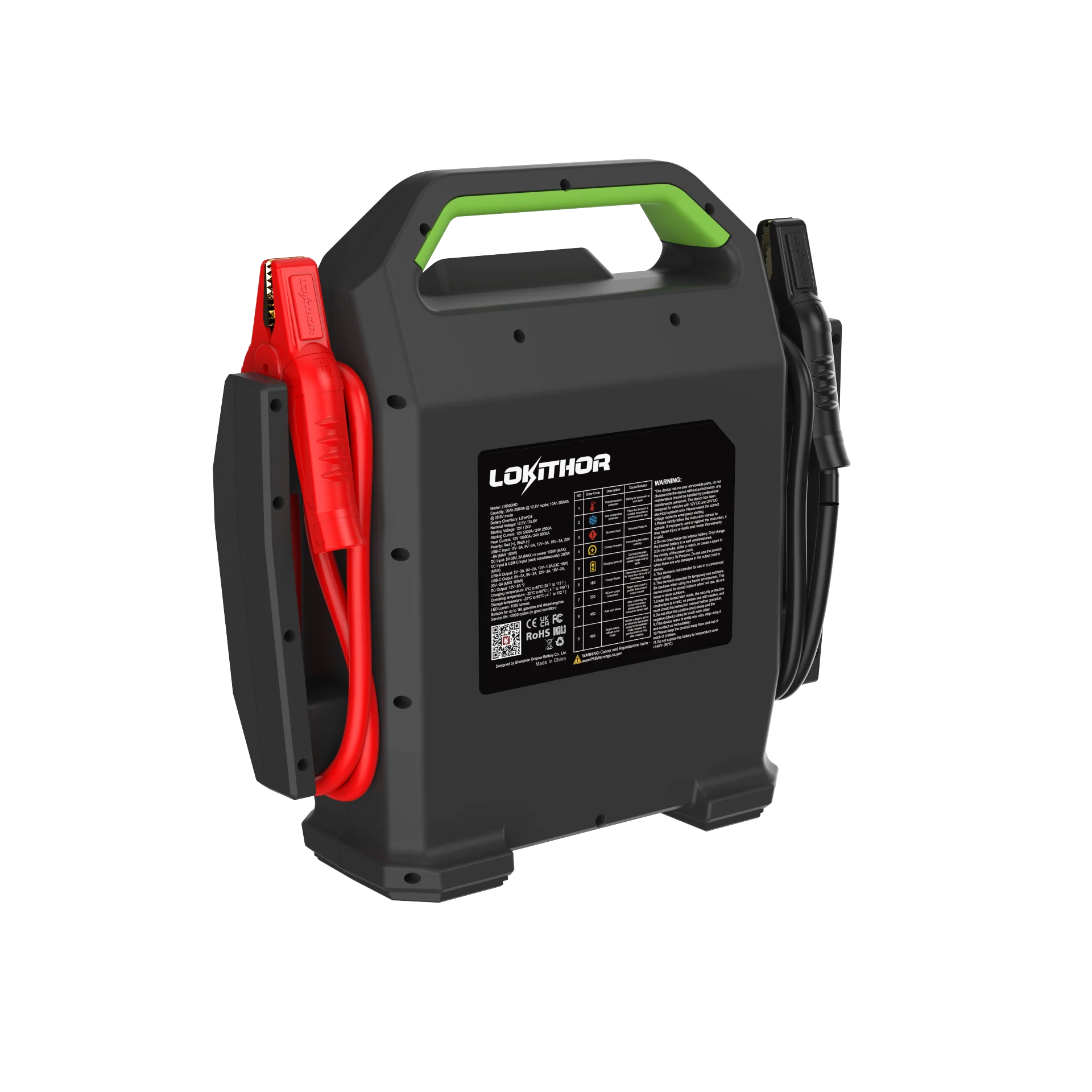 LOKITHOR "The Big Dog" 12V @ 10000A 24v @ 5000 Truck Jump Starter + USB Power Bank + LED Spotlight - Image 9